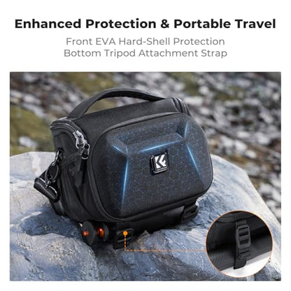 K&F CONCEPT Camera Shoulder Bag, Hardshell Camera Case with Tripod Holder - size: S