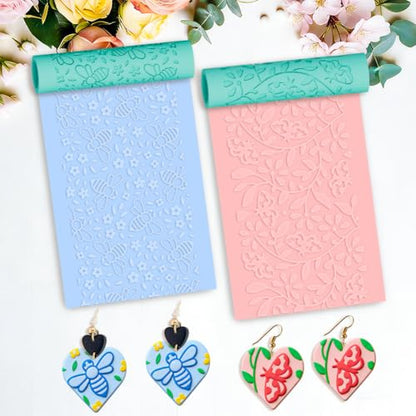 ORIGACH 5Pcs Animal & Flower Polymer Clay Texture Roller for Earring Making - style: Animal Insect & Flower
