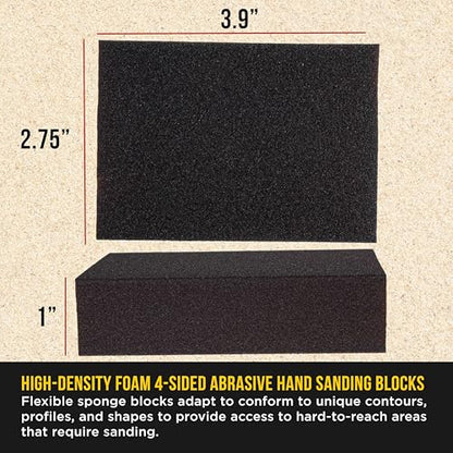 Dura-Gold 120 Grit 4-Sided Hand Sanding Block Sponges, 3.9" x 2.75" x 1" - style: 120 Grit