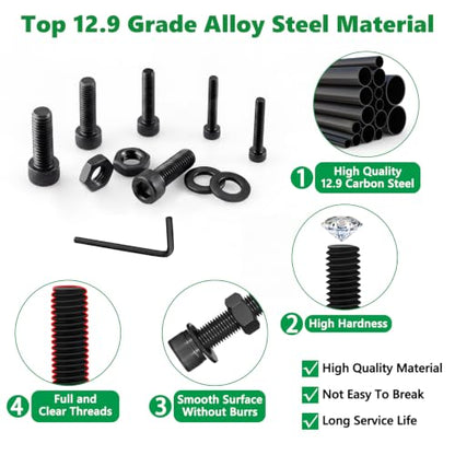 178PCS M6 Hex Socket Screw Assortment Kit, M6x8/10/12/16/20/25/30/35 mm - size: M6 178pcs 3