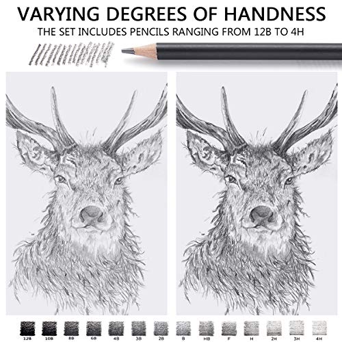 MARKART Drawing Sketching Pencils Set, 14 Pieces, Graphite Pencil(12B - 4H)