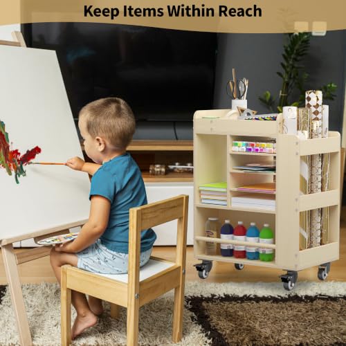 Art Cart Rolling Wood, Arts and Crafts Supply Organizer