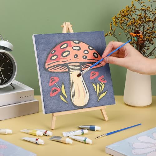 Nezyo 12 Sets Paint by Numbers with Frame for Adults, Canvas 8x8 Inch - style: Plant