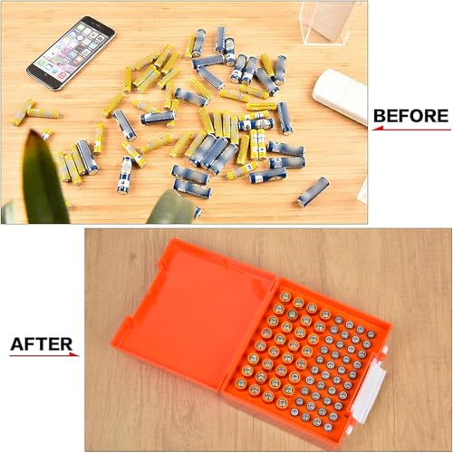 FULLCASE Battery Storage Organizer Holder Holds 72 AA AAA Batteries - color: Orange