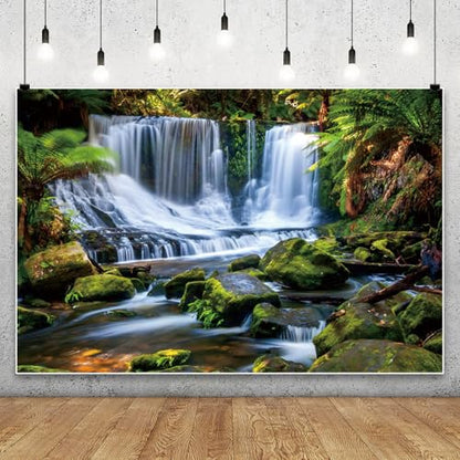Jungle Waterfall Backdrop 7x5ft Nature Scenery Photography Background - color: Style 3, size: 7ftx5ft