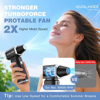 Powerful Air Duster, Rechargeable Blower, Turbo Fan, Barber Gifts - color: Bright Silver