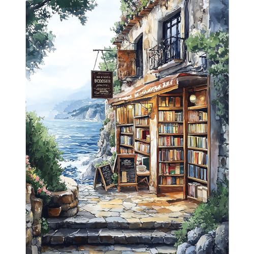 Dawnsphere Bookshop Paint by Numbers Kit for Adults Without Frame 16x20 in - color: OP-US08