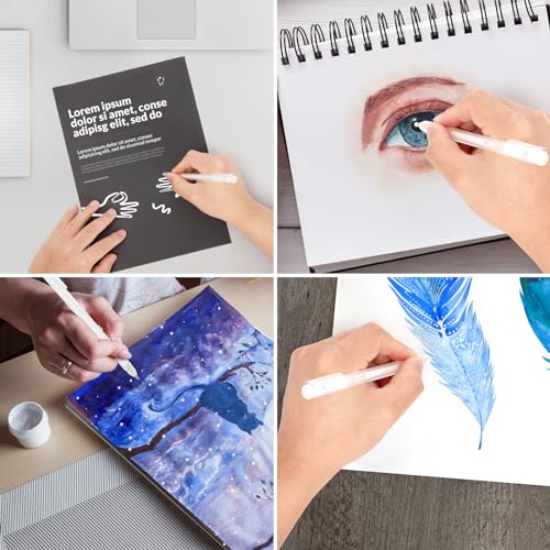 SMOOTHERPRO 3Pcs White Gel Pens and 24 Colors Acrylic Paint Markers