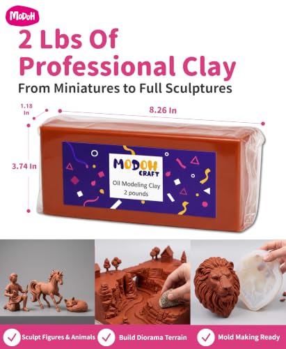 Non Drying Modeling Clay Oil Based Plasticine, Terracotta, 2 Lbs - color: Terracotta, size: 2 lbs