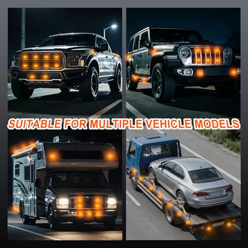 4PCS 3 LED Amber Surface Mount Flashing Strobe Lights for Trucks - color: Yellow, size: 3LED-4PCS