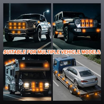 4PCS 3 LED Amber Surface Mount Flashing Strobe Lights for Trucks - color: Yellow, size: 3LED-4PCS