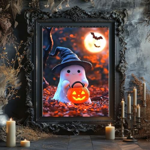 Spooky Paint by Numbers for Adults, Halloween Paint by Number on Canvas - color: MT23084