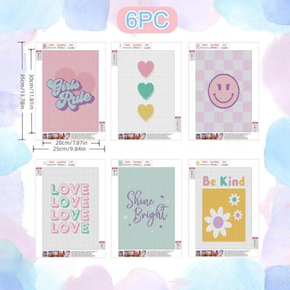 6pack Preppy Diamond Art Kits for Adult Diamond Painting Kit for Beginner - color: DP03556