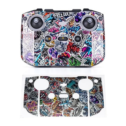 WRAPGRADE Skin Stickers Compatible with DJI RC-N2/N3 (Metal Sticker Bomb) - color: Metal Sticker Bomb