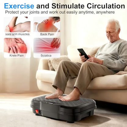 Vibration Plate Exercise Machine,Vibration Plate for Lymphatic Drainage Power Vibration Plate Machine Support 450 Lbs 250 Adjustable Speeds,Vibrating Plate Shake Plate Weight Loss - color: Black