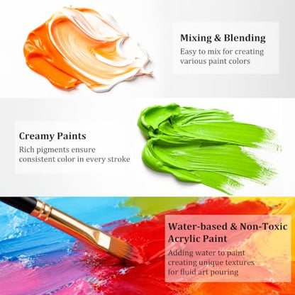 Caliart 36 Colors Acrylic Paint Set with 12 Brushes - color: Regular, size: 2 Fl Oz (Pack of 36)