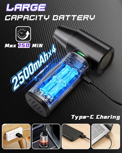 Rechargeable 200000 RPM Electric Air Duster Mini Blower with LED Light