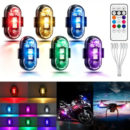 6PCS Wireless LED Lights for Car, Remote Control RGB Lights for Bike Trucks - size: 6PCS (Standard 2LEDs)