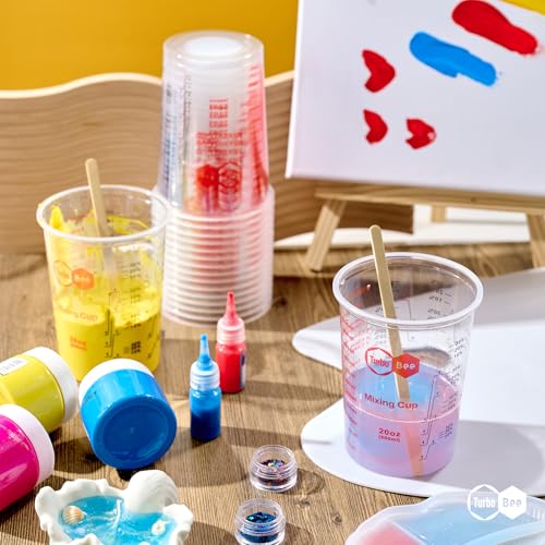 20oz Resin Mixing Cups - [Easy-Separate Design] 50 Pack Graduated PP Plastic Mixing Cups for Epoxy Resin, Paint & Automotive - Includes 50 Stir Sticks, Calibrated Ratios 2:1 3:1 4:1, ML & OZ - color: 20OZ-50PACK-CLEAR