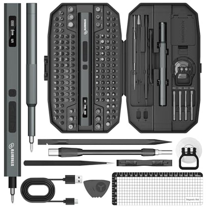 STREBITO Electric Screwdriver, 155 in 1 Precision Electric Screwdriver Set - color: Upgraded-black