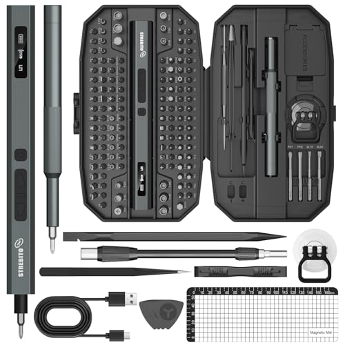 STREBITO Electric Screwdriver, 155 in 1 Precision Electric Screwdriver Set - color: Upgraded-black