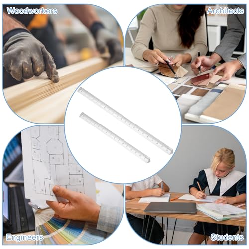 2 Pack Transparent Triangle Ruler Plastic Clear 15cm Measuring Tool Pocket Size Ruler Metric Rulers Small Architectural Scale Rulers Drafting Tools for Office and School