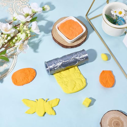 CRASPIRE Clay Texture Rollers Pottery Embossing Roller Bees Pattern Gray Plastic Polymer Like Textured Modeling Shaping Art Tools Hand Stamps for Ceramic Jewelry Making Earrings DIY Craft Supplies - style: Bees