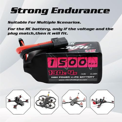 CNHL Black Series 1500mAh 4S Lipo Battery 14.8V 130C XT60 Plug (2 Packs)