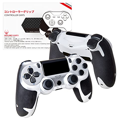 HOTLINEGAMES 2.0 Plus Controller Grip Compatible with PS4 DualShock 4 Controllers Grips Tape, Textured Soft Skin Kit, Pre-Cut, Easy to Apply, Sweat-Absorbent (for Handle Grips+Buttons+Triggers) - color: For PS4 Controller Grip, size: Handle Grips+Buttons+