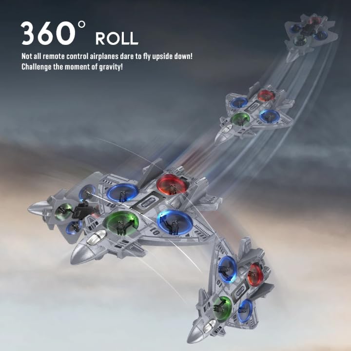 RC Plane Jet Aircraft,Drone, Stunt w/360 FLIP Remote Control, Advanced Fighter Jet Design, 2 Rechargeable Batteries Included, LED Lights, Precise Control, Easy Flight, EPP Fall Resistant, 2.4 GHz