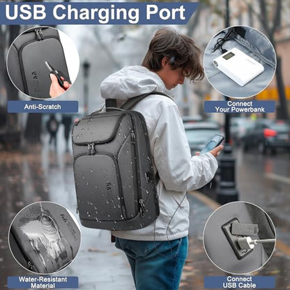 hk Business Smart Backpack for Men Anti-Theft for 17.3 Inch Laptop - color: Grey