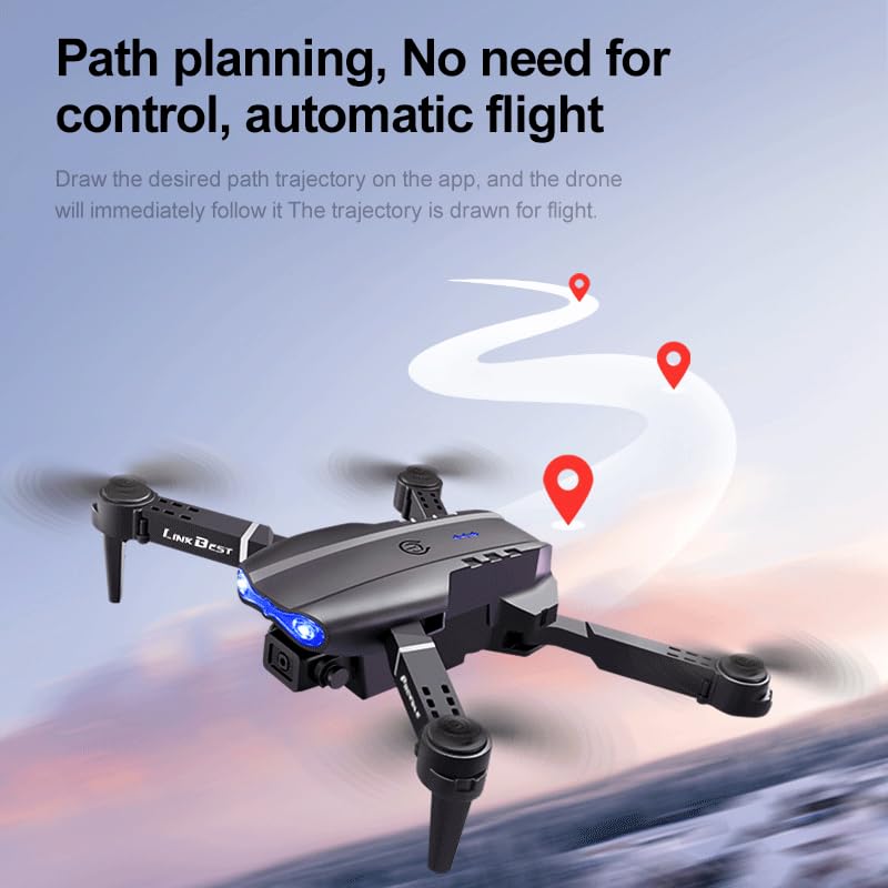 E99 Nova Drone with 2.4Inch Screen Remote Control & Dual Camera, 50X Zoom Foldable Quadcopter, Optical Flow Positioning Hover, 360° Flip, Trajectory Flight, APP Filter & Beauty, One-Key Takeoff, Gift for Beginners Adults