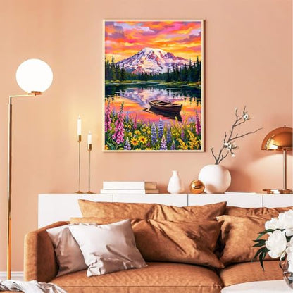 xackcme Mountain Paint by Numbers for Adults - Lake Scenery Paint by Numbe - color: MT22988
