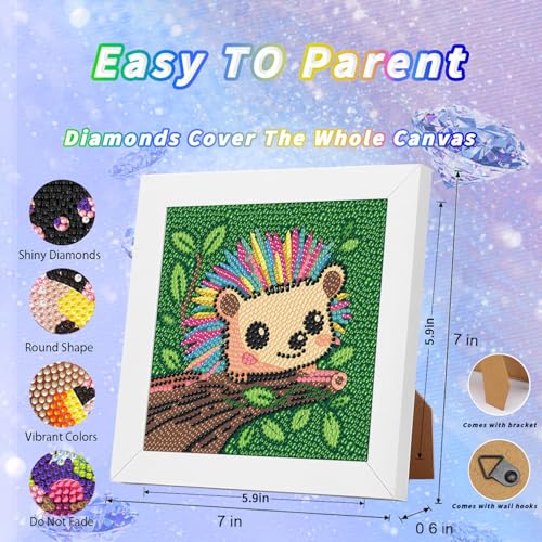 WEMEON Hedgehog Diamond Art Kits for Kids with Frame 7x7 inch - color: Hedgehog