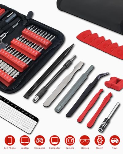Electronics Small Screwdriver Set: 57 PCS Mini Precision Repair Tool Kit - color: Red