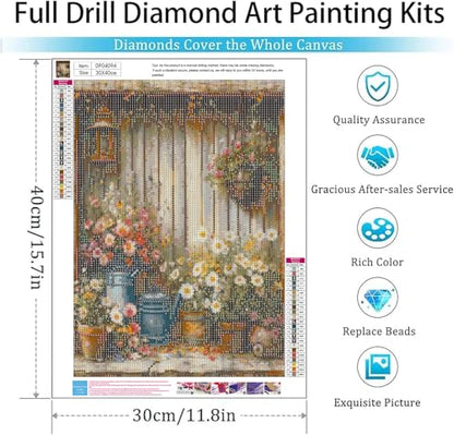 ARPADAMO Retro Flowerpot Diamond Art Kits for Adult Diamond Painting12x16in - color: DP04094