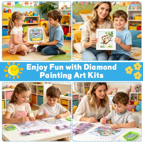 GIFOHAPY 4 Pack Diamond Art Kits, 5D Animal Diamond Painting for Beginners - color: White