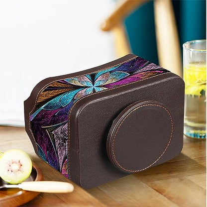 360° Rotating Remote Control Holder, PU Leather TV Remote Caddy, Pen Holder - color: Butterfly