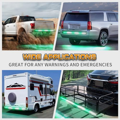 XRIDONSEN 48 inch 288 LED Tailgate Strobe Lights Rear Emergency Lights - color: Green/White