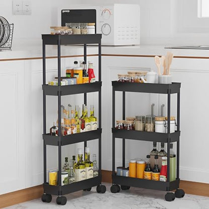 Sooyee 4 Tier Slim Storage Cart, Black - color: Black, size: Slim 4 Tier