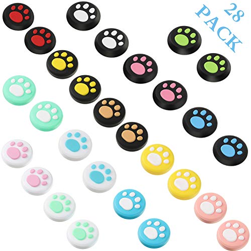 Sumind 28 pcs Silicone Paw Thumb Grips Joystick Caps Compatible with Switch
