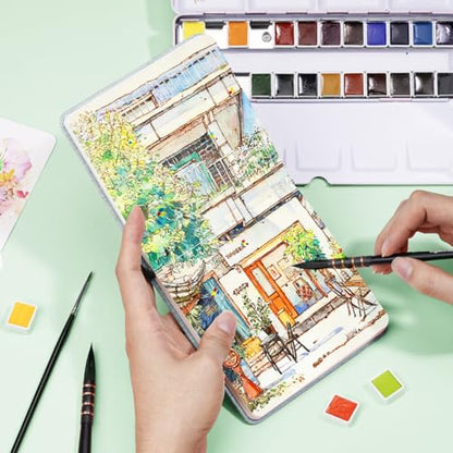 Lightwish Square Watercolor Journal,100% Cotton 24 Sheets Hot Press - color: Light Green