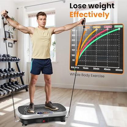 AXV Vibration Plate Exercise Machine Fitness Platform Body Vibrating Board - color: SLIM.SILVER