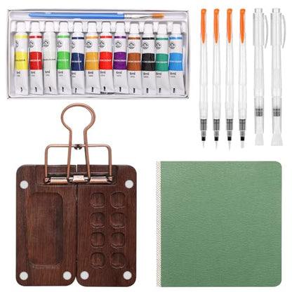 Boyistar Watercolor Paint Set, Mini Watercolor Travel Set with 12 Colors
