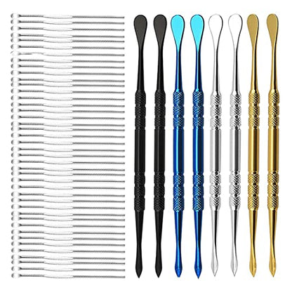 58 PCS Stainless Steel Wax Carving Sculpting Tools, TuNan 2 Sizes Polymer Clay Modelling Tools Spoon Carver Tool Set - 4 Colors