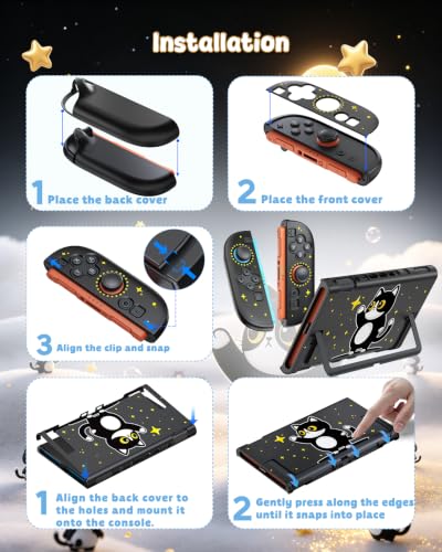 Switch 2 Cute Case,FYOUNG Dockable Cute Cat Hard Shell Cover for Nintendo 2 - color: Black Kitten, size: 7.9Inch Switch 2