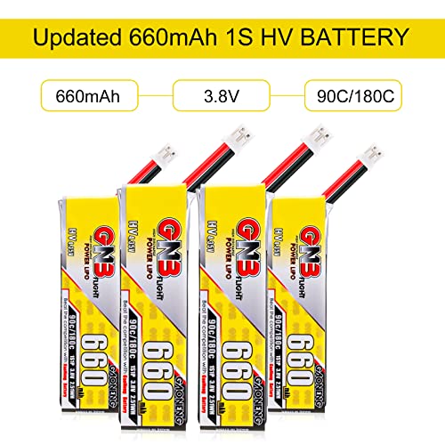 4PCS 660mAh 1S LiPo Battery 3.8V JST-PH2.0 Connector for Mobula7 75mm Drone
