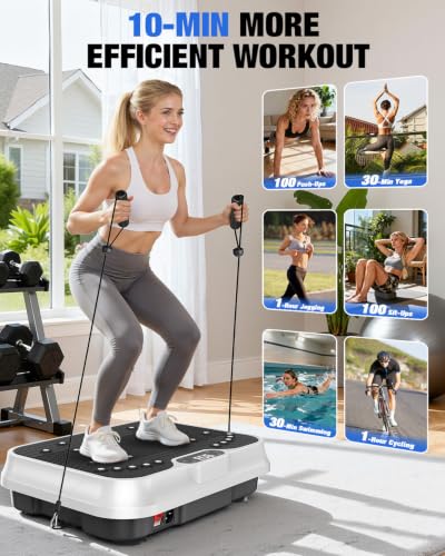 Bigzzia Vibration Plate Exercise Machine for Lymphatic Drainage & Fitness - color: White
