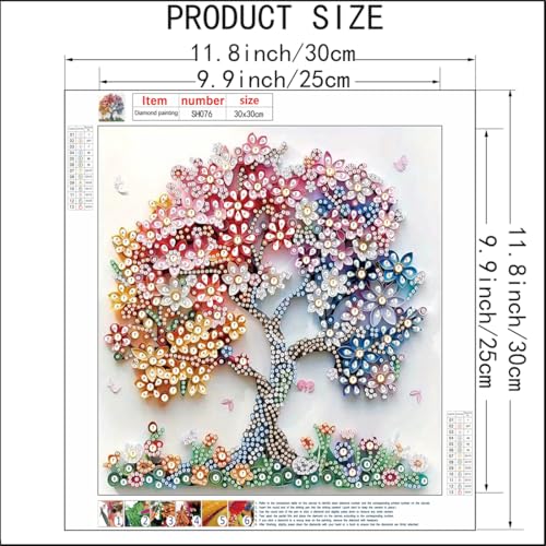 5D Diamond Art Kits for Adults Beginner,Colorful Tree Diamond Painting Kits - color: Flower Tree