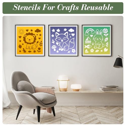 Animal Stencils for Crafts Reusable 24Pcs Stencils(5.9X5.9 Inch) - color: Animal